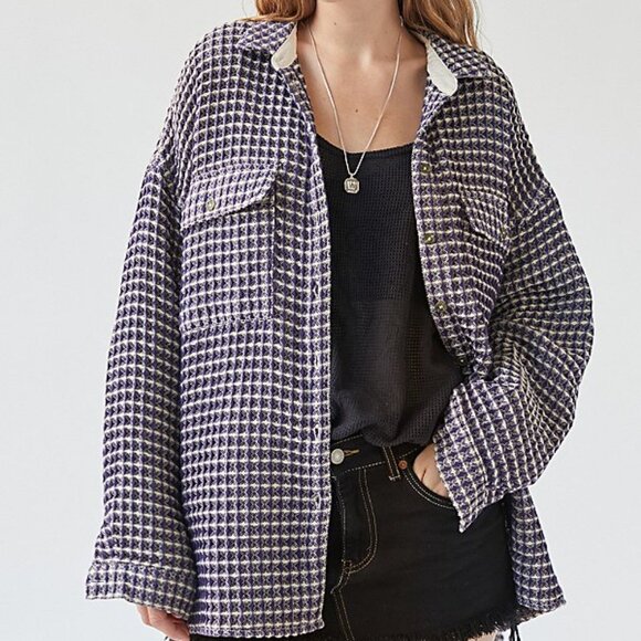 BDG Tops - BDG Urban Outfitter Oversized Waffle Textured Cozy Button Down Shirt - Small